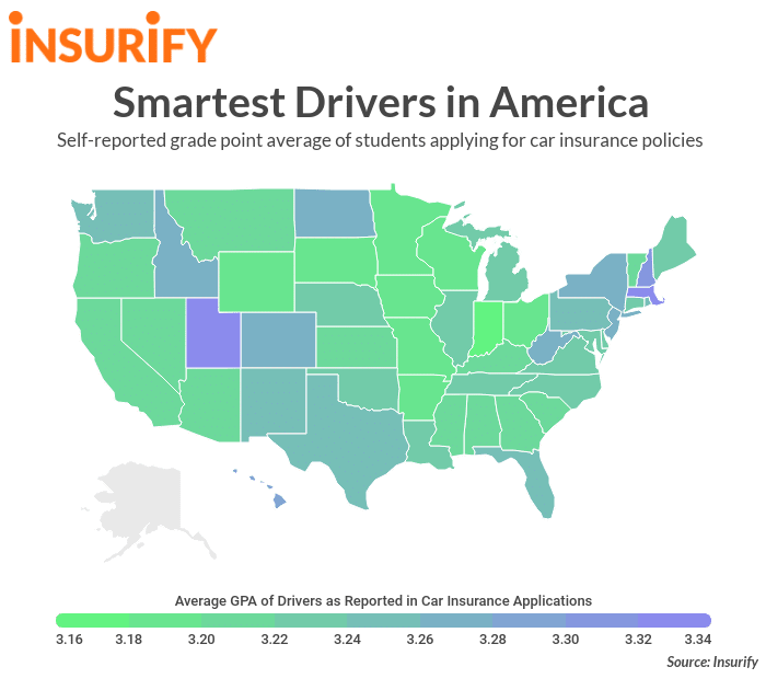 Smartest State in America - Drivers Average GPA