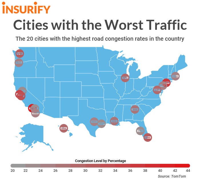 top 20 cities with the worst traffic