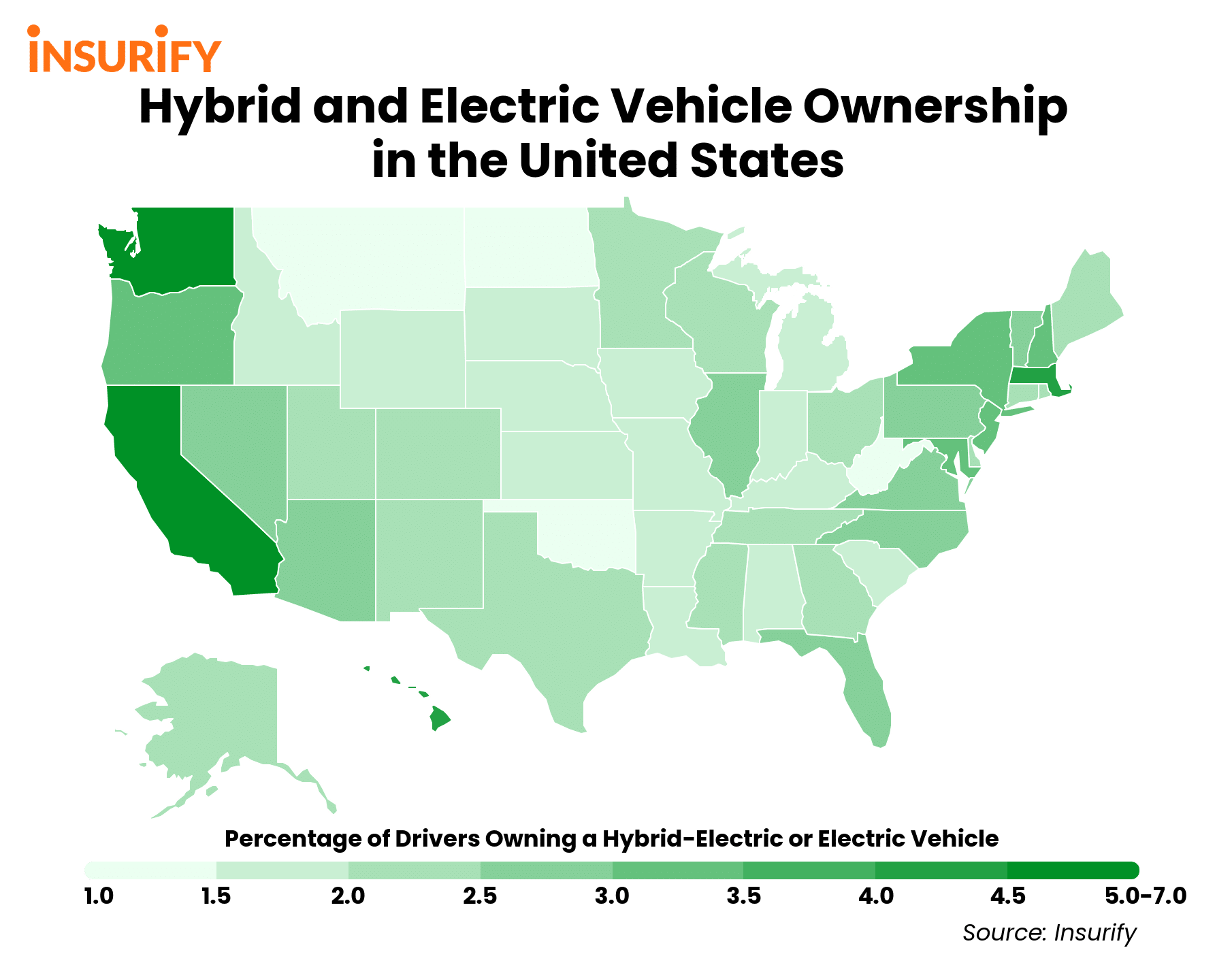 States with the Most Hybrid and Electric Vehicles 